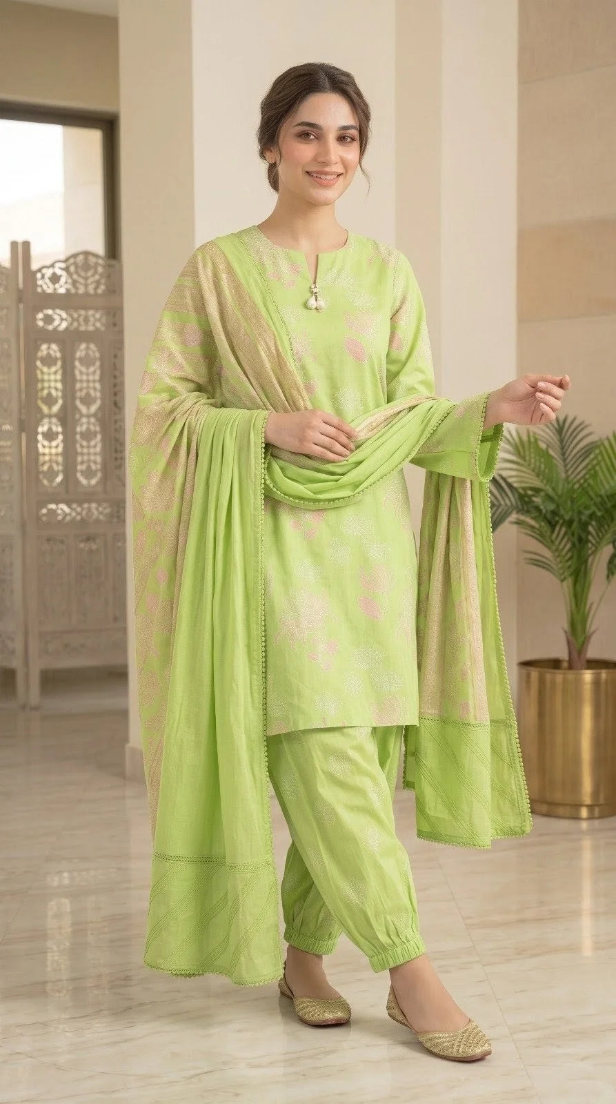 Abeer - Khaadi 3 Piece Embossed Print Lawn Suit.