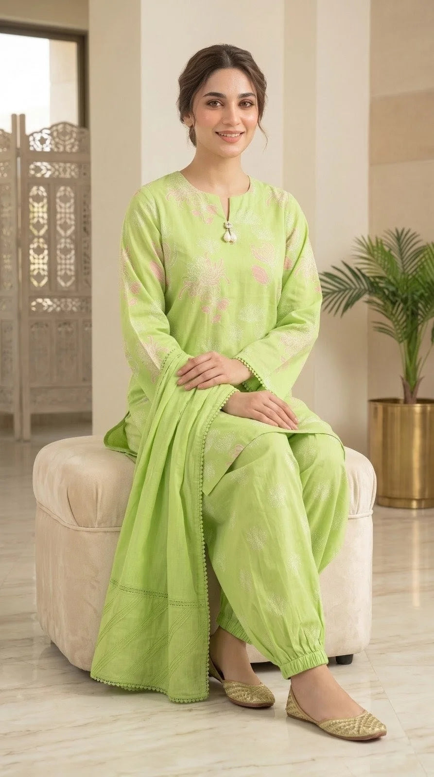 Abeer - Khaadi 3 Piece Embossed Print Lawn Suit.