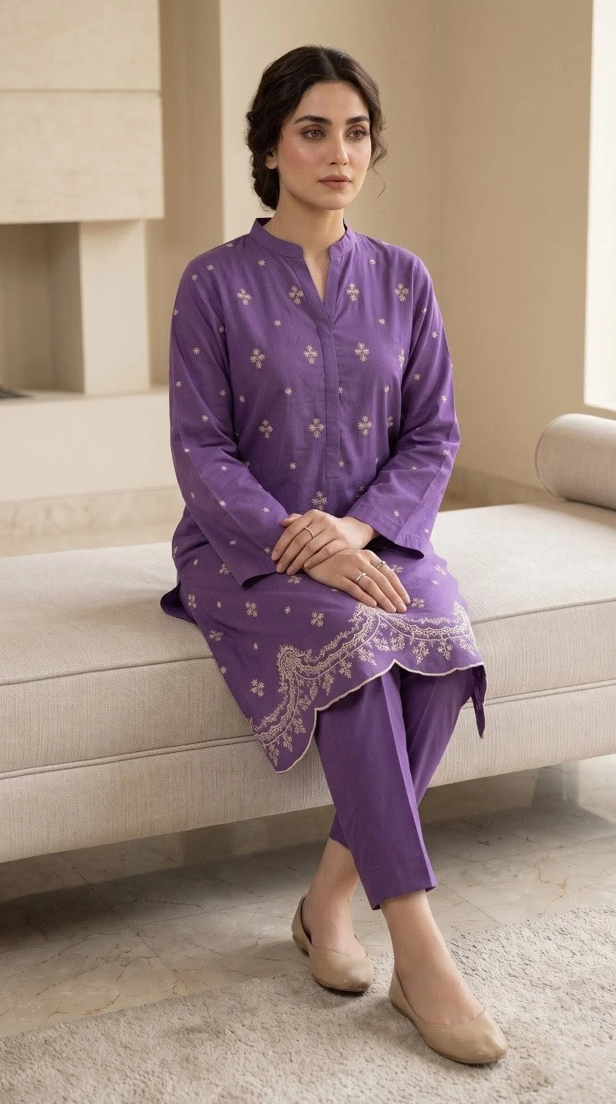 Azureh - Sana Safinaz 2 Piece Embroidered Cord Set