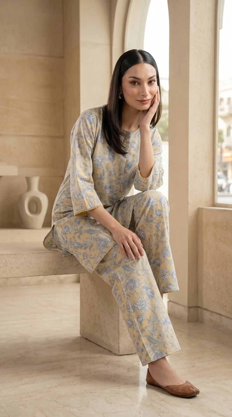 Nureh - Khaadi 2 Piece Printed Cord Set.