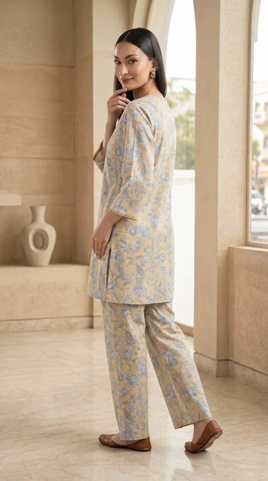 Nureh - Khaadi 2 Piece Printed Cord Set.