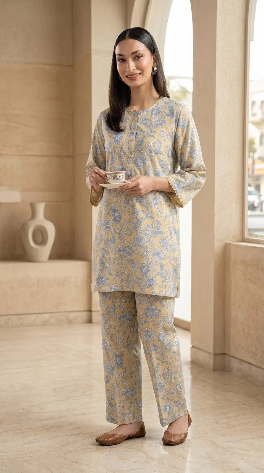 Nureh - Khaadi 2 Piece Printed Cord Set.