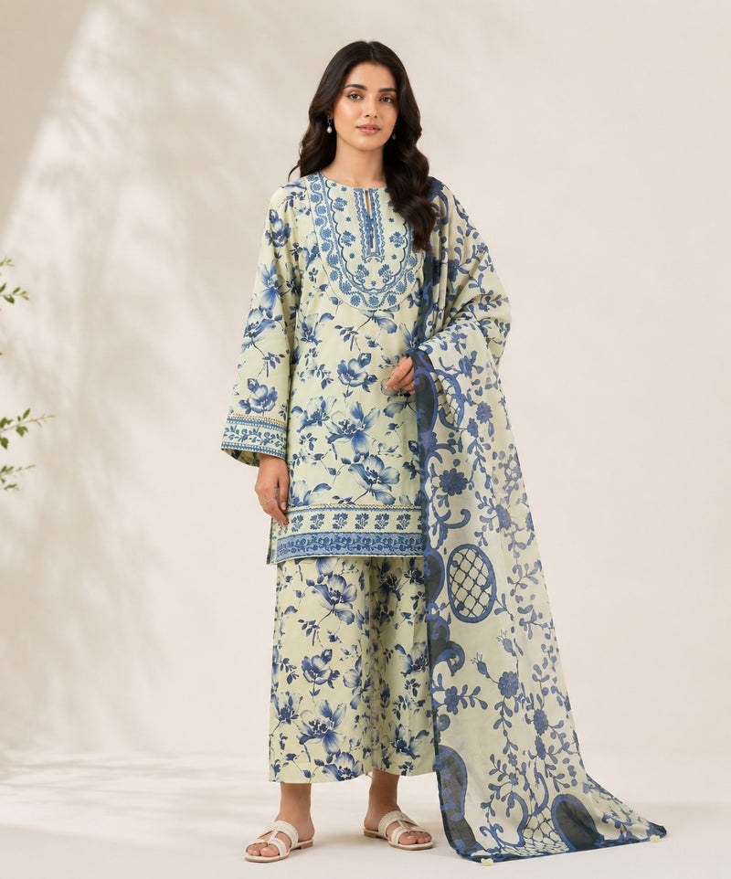Mahveen - Sapphire 3 piece Embroidered Lawn Suit