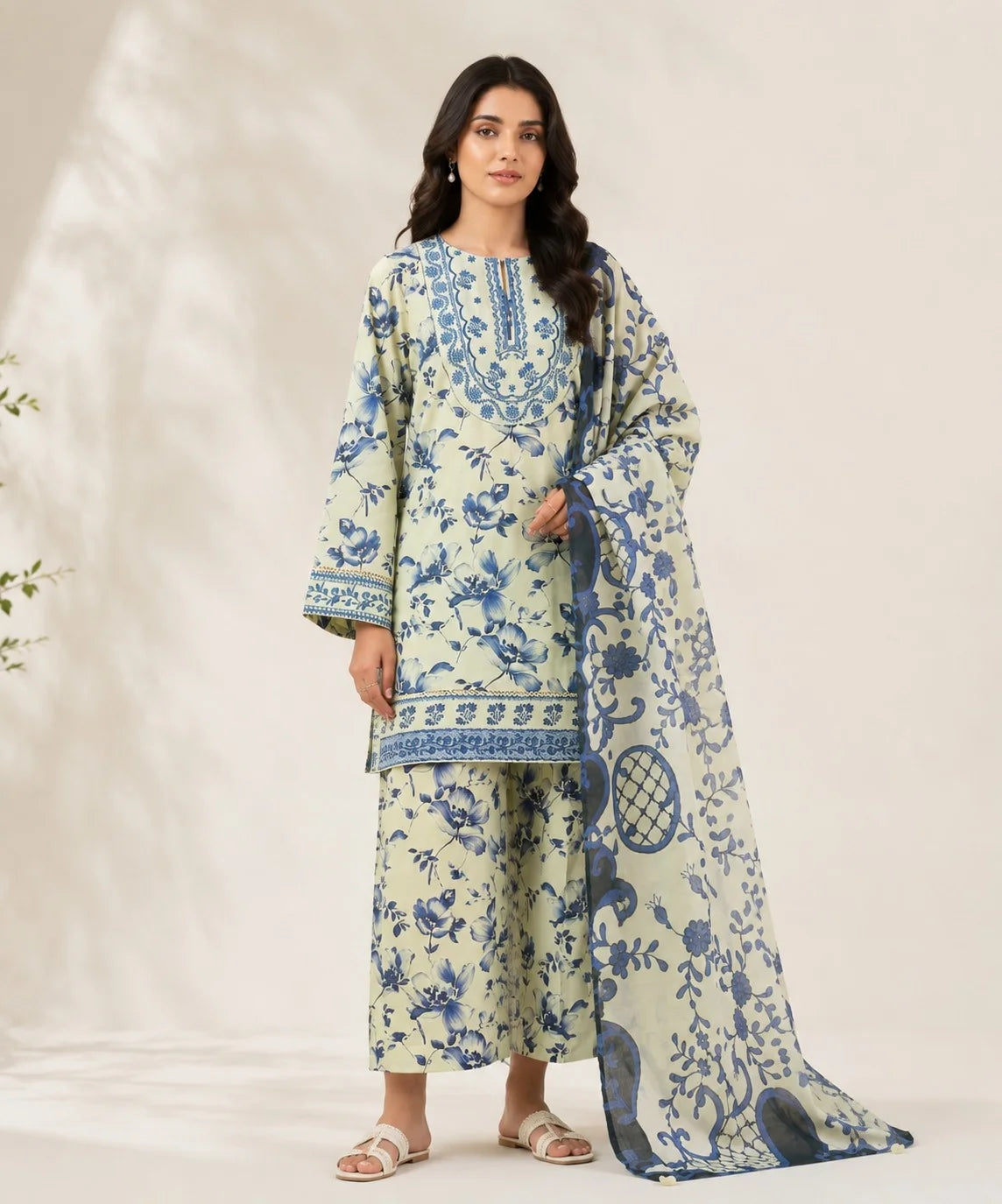 Mahveen - Sapphire 3 piece Embroidered Lawn Suit