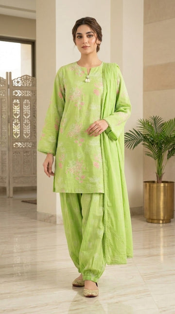 Abeer - Khaadi 3 Piece Embossed Print Lawn Suit.