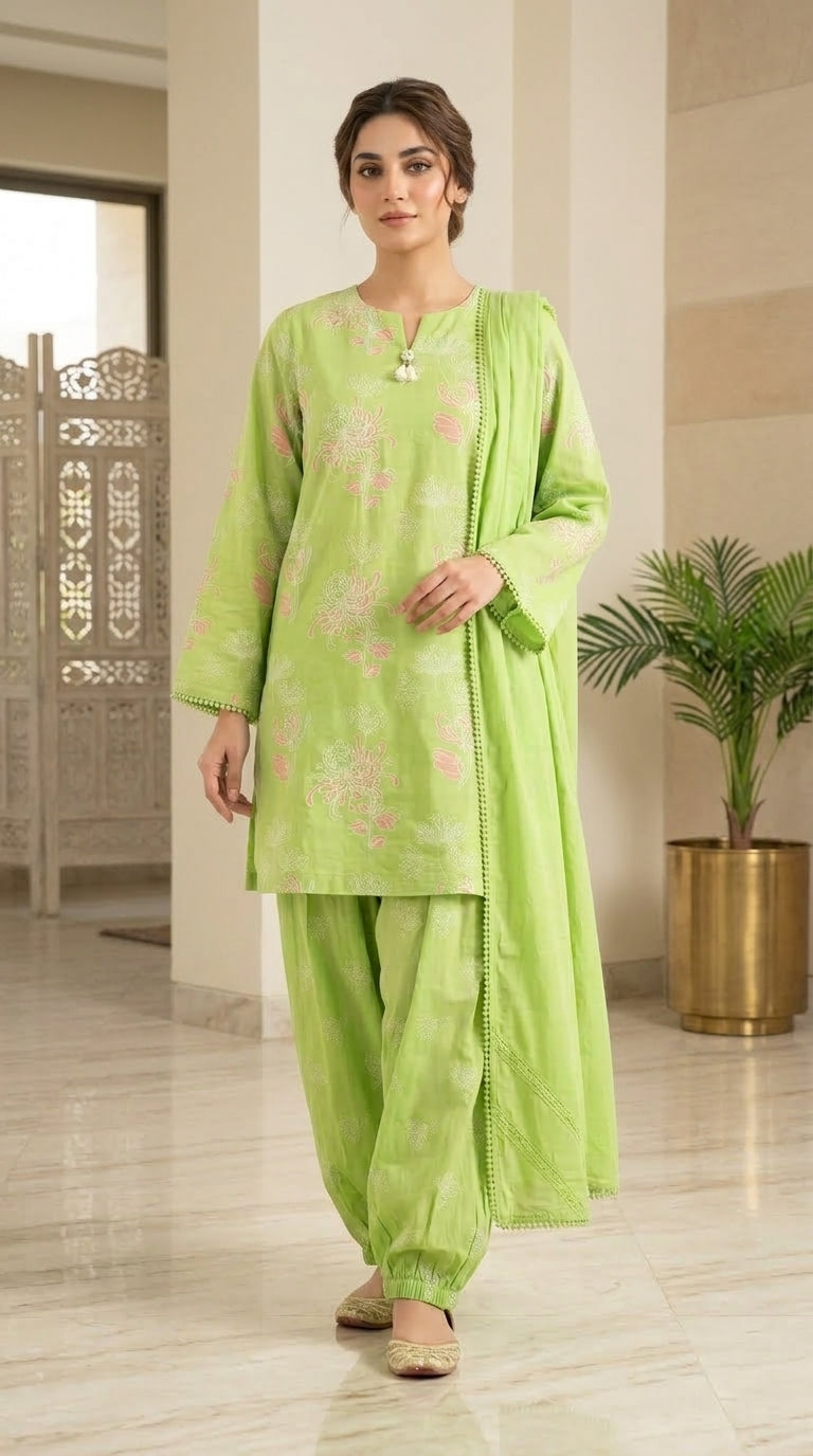 Abeer - Khaadi 3 Piece Embossed Print Lawn Suit.