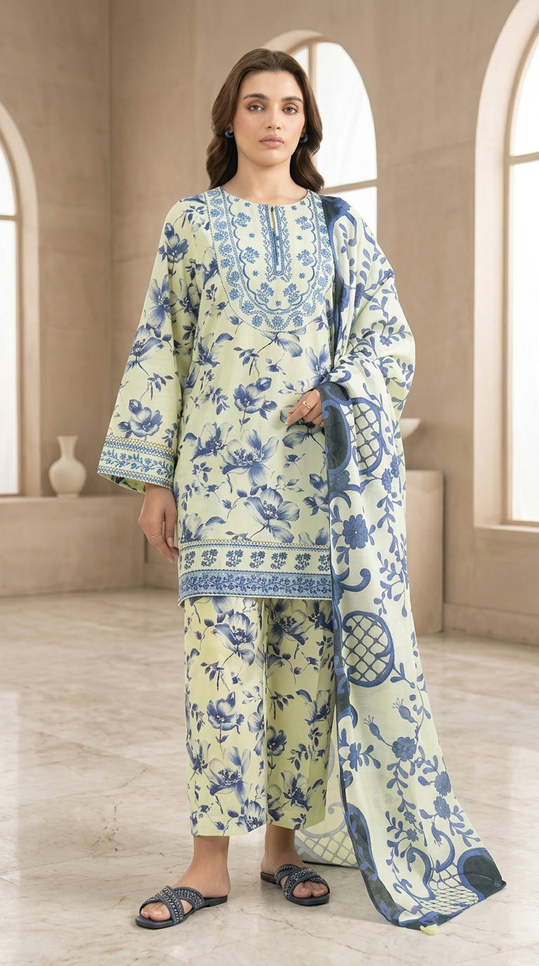 Mahveen - Sapphire 3 piece Embroidered Lawn Suit