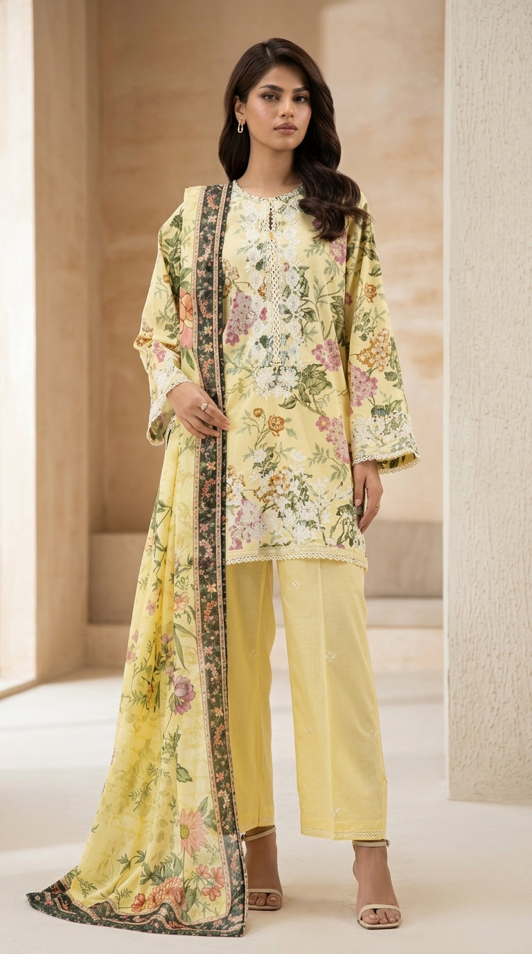 Noor - Sapphire 3 Piece Embroidered Lawn Suit
