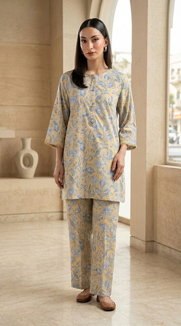 Nureh - Khaadi 2 Piece Printed Cord Set.