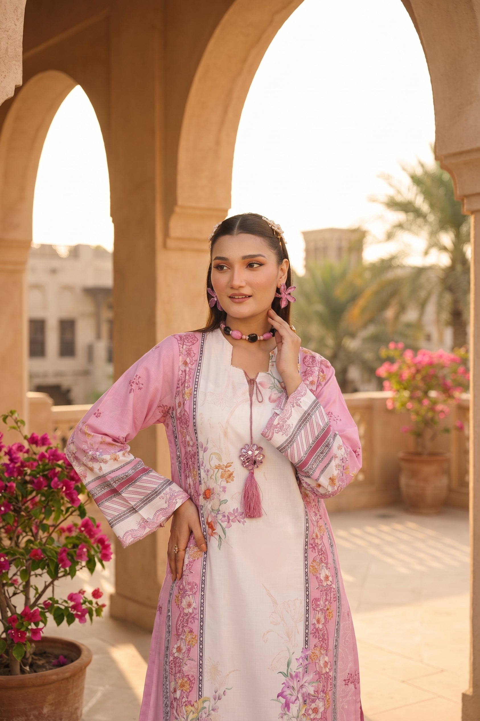 Pink Floral Kaftan