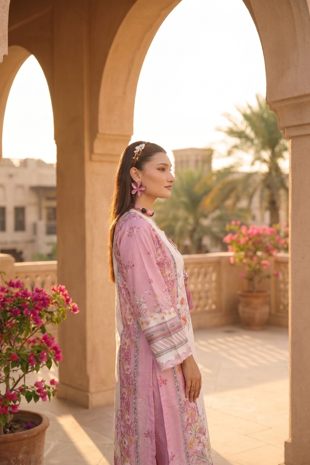 Pink Floral Kaftan