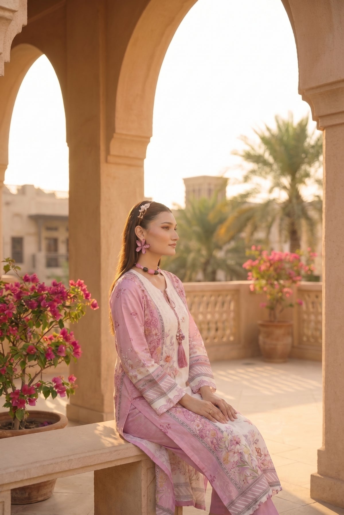 Pink Floral Kaftan